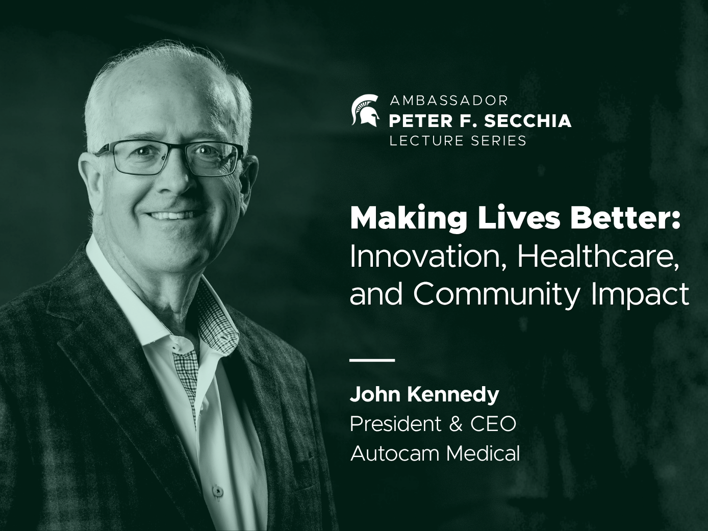 John Kennedy with the lecture title text overlaid.