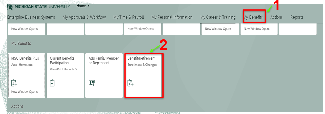 A screenshot of the enrollment page highlighting the areas and steps outlined above.