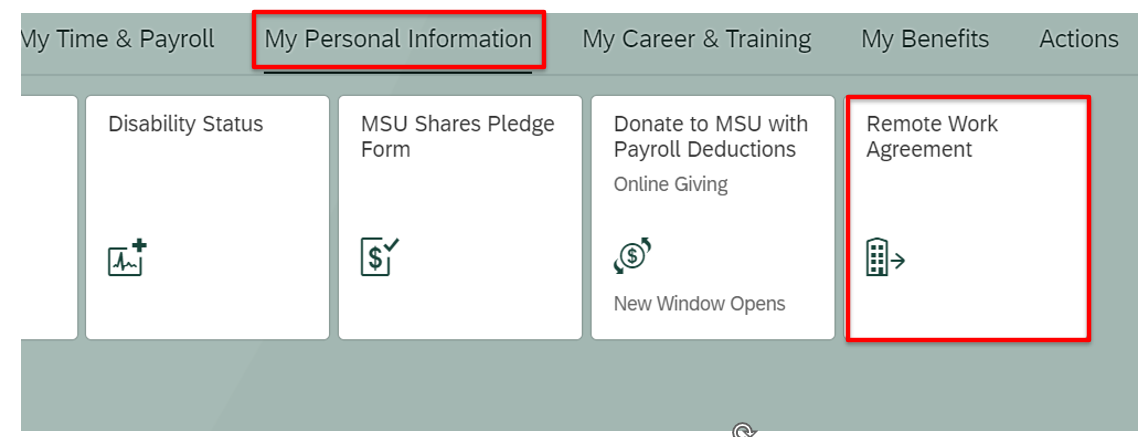 A screenshot showing the steps listed to complete a remote work agreement.