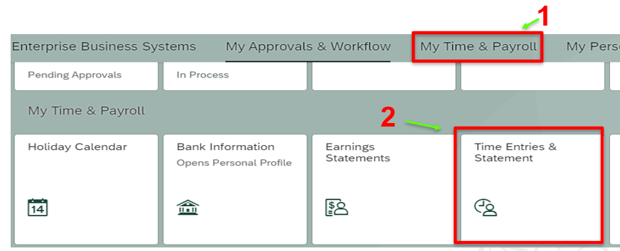a screenshot showing the steps to enter time listed above.