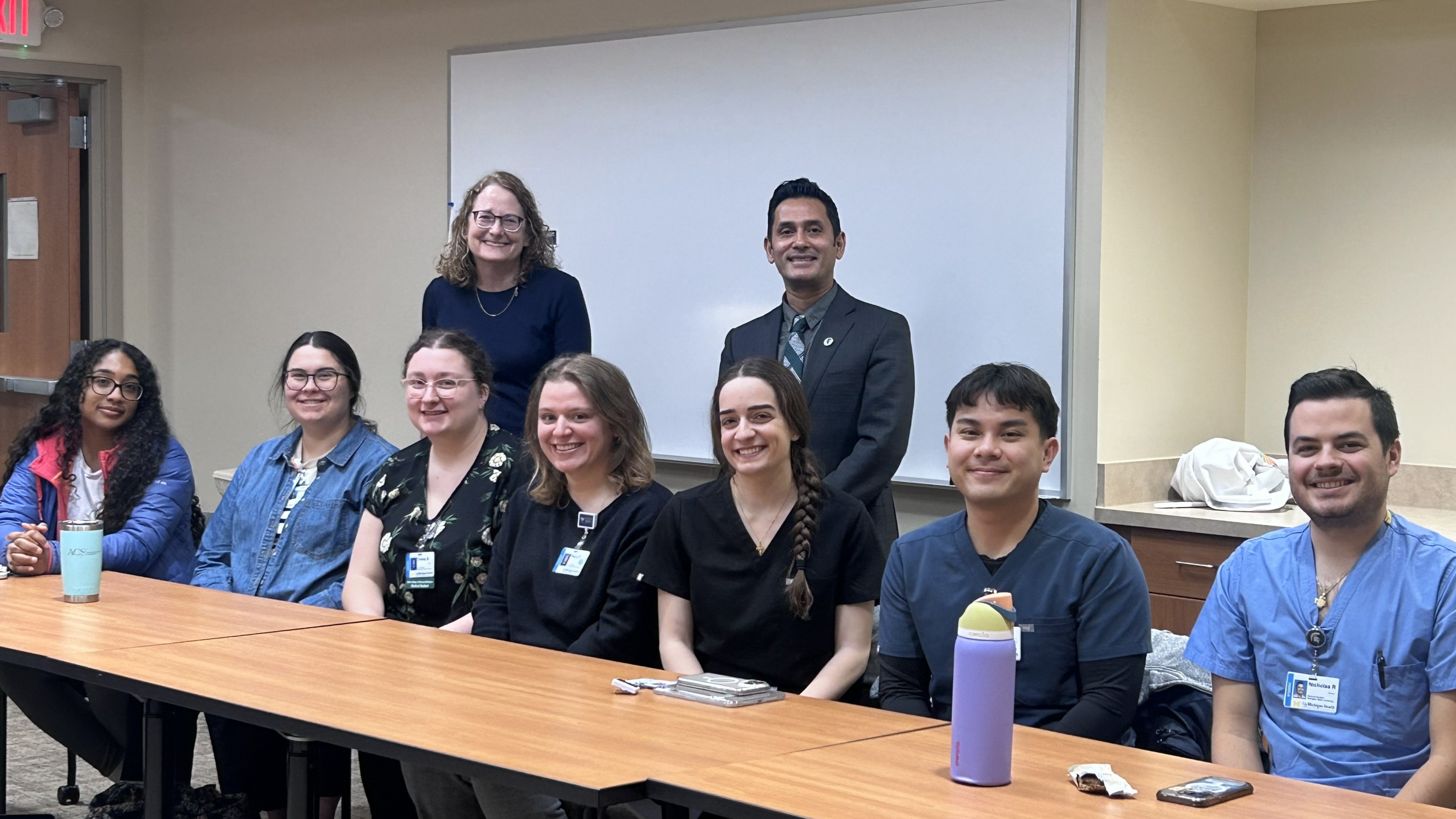 Dean Rayamahji with some students at the Midland campus.