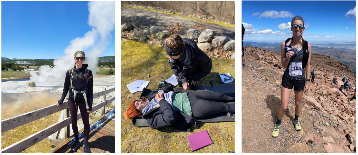 Three photos of Brief in a collage - two outdoors, one practicing CPR.