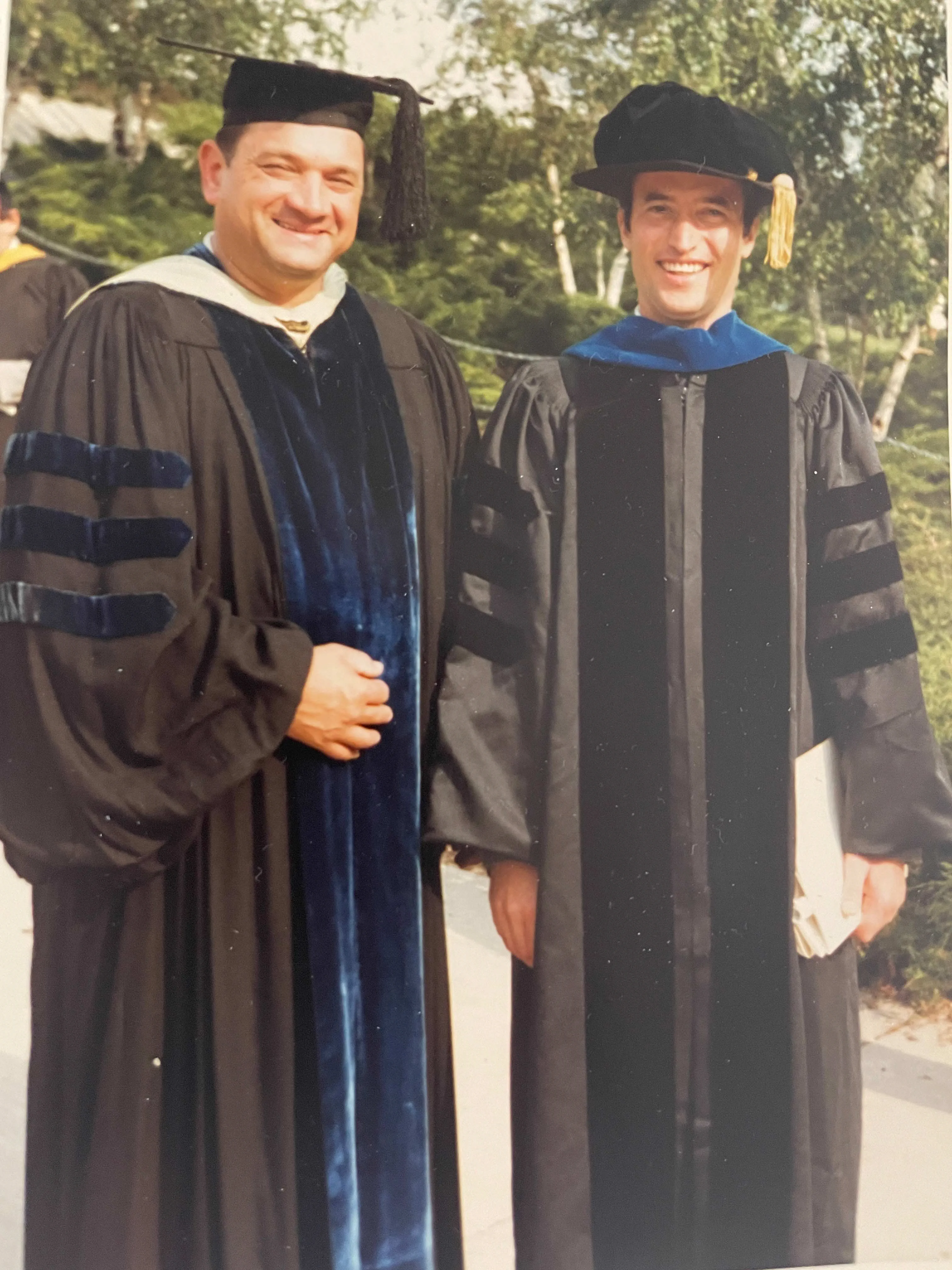 Bahram Zamani (right) with his advisor Bernie E. Knezek at the MSU graduation ceremony on June 12, 1982