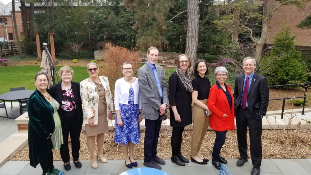 Academic Affairs Retirees L-R: Deb Cleland, Kim Lyth, Paula Klose, MD, Peggy Thompson, MD, Terry McGovern, PhD, Val Overholt, DO, Dianne Wagner, MD, Claudia Finkelstein, MD, and Dean Sousa