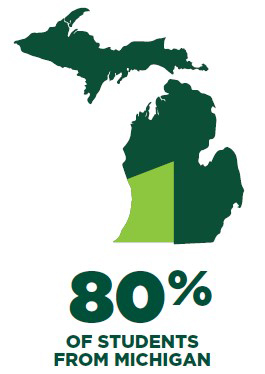 80% of students are from Michigan