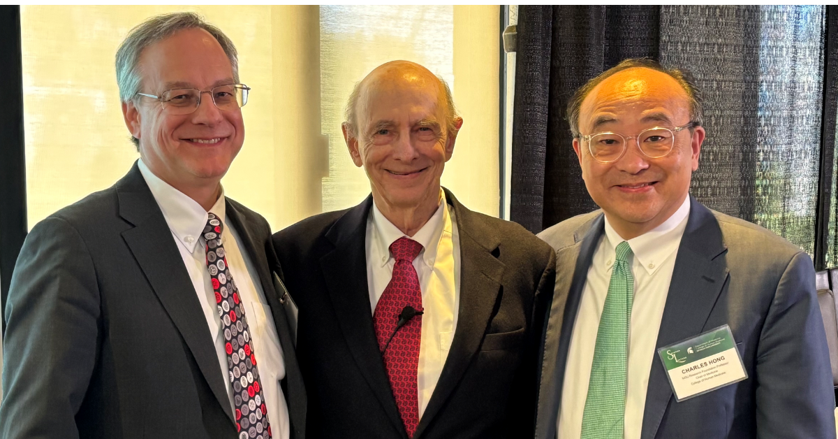 Aron, Harvey Alter, MD, and Chaz Hong MD, PhD, chair of the Department of Medicine, at the Scott Swisher MD Memorial Lecture this week.