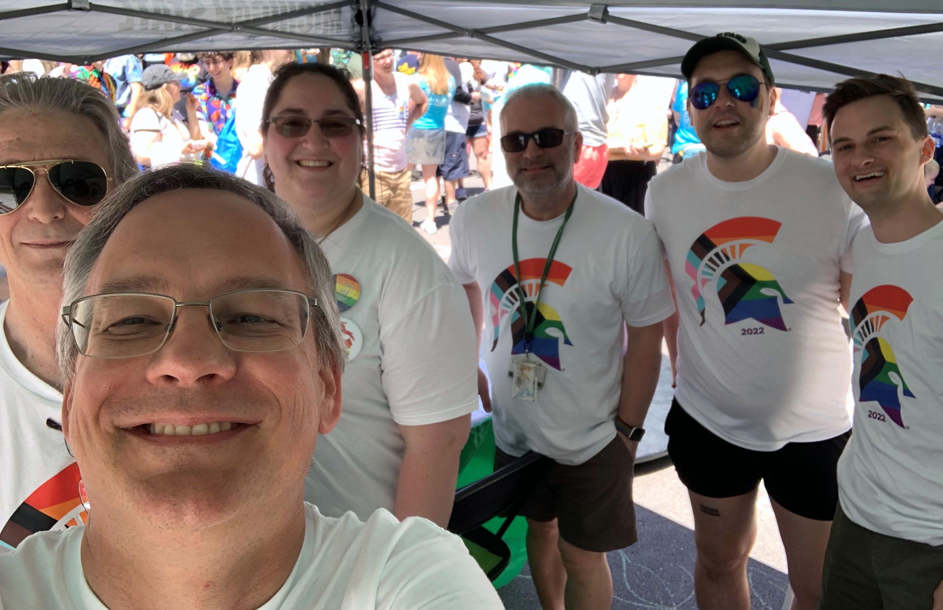 Dean Sousa and college faculty at the Pride Festival.