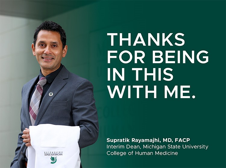 Dean Rayamajhi with a heartfelt message of "Thanks for being in this with me".
